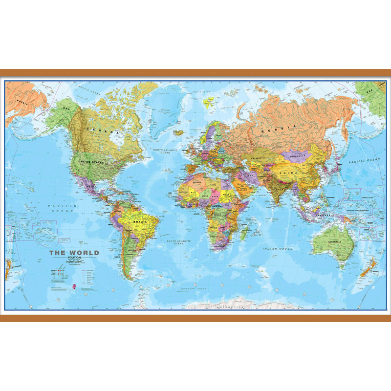 Ebern Designs Large World Wall Map Political - Picture Frame Art Prints
